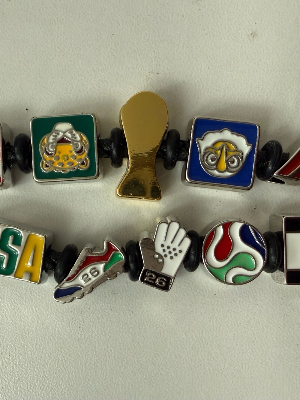 FIFA official Charm Braided Leather Bracelet - Multicolor Enamel Icons - Picture 2 of 14